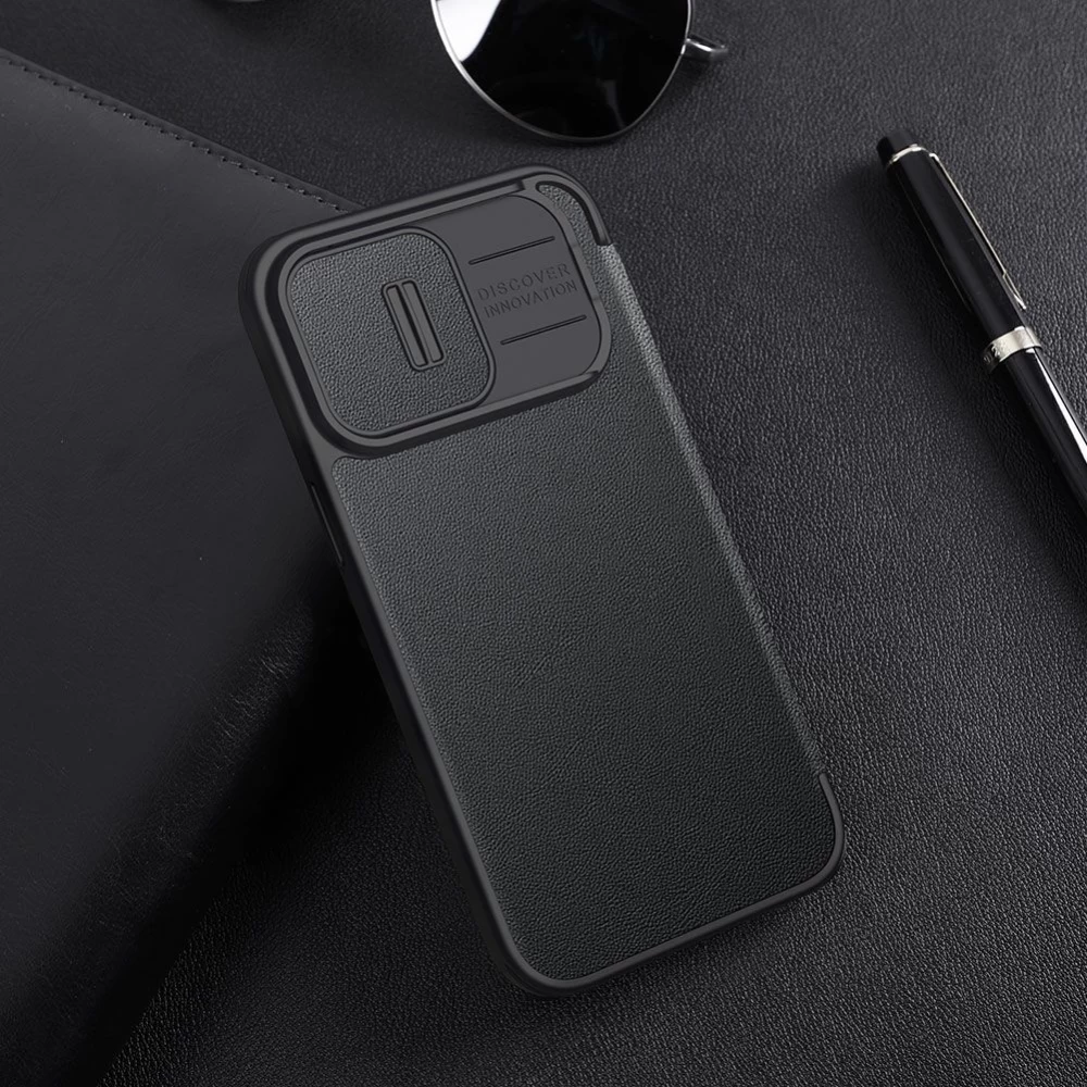 Apple iPhone 14 Pro Max case gray Nillkin Qin Leather (Cloth Version)