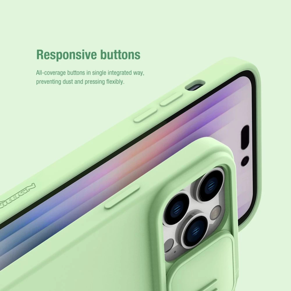 Apple iPhone 14 Pro Max case green Nillkin CamShield Silky Silicon