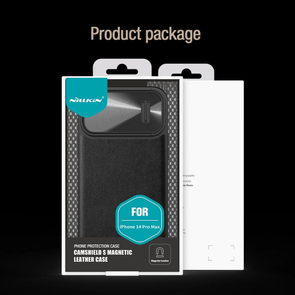 Apple iPhone 14 Pro Max case green Nillkin CamShield Leather S Magnetic