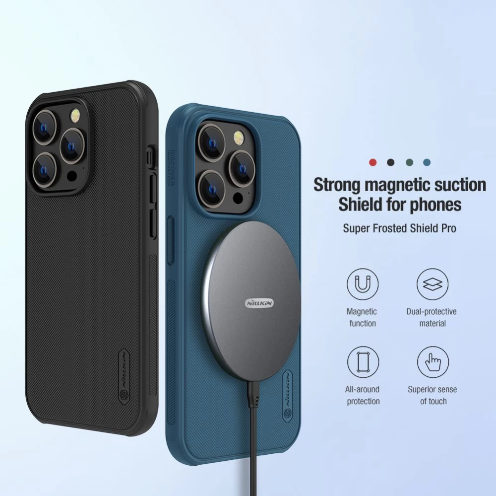 Apple iPhone 14 Pro Max case blue Nillkin Super Frosted Shield Magnetic