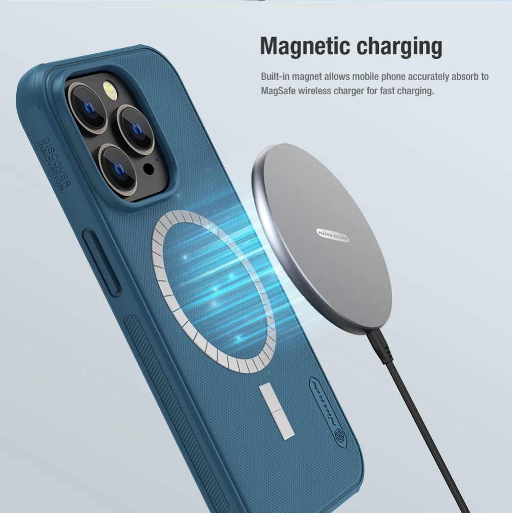 Apple iPhone 14 Pro Max case blue Nillkin Super Frosted Shield Magnetic