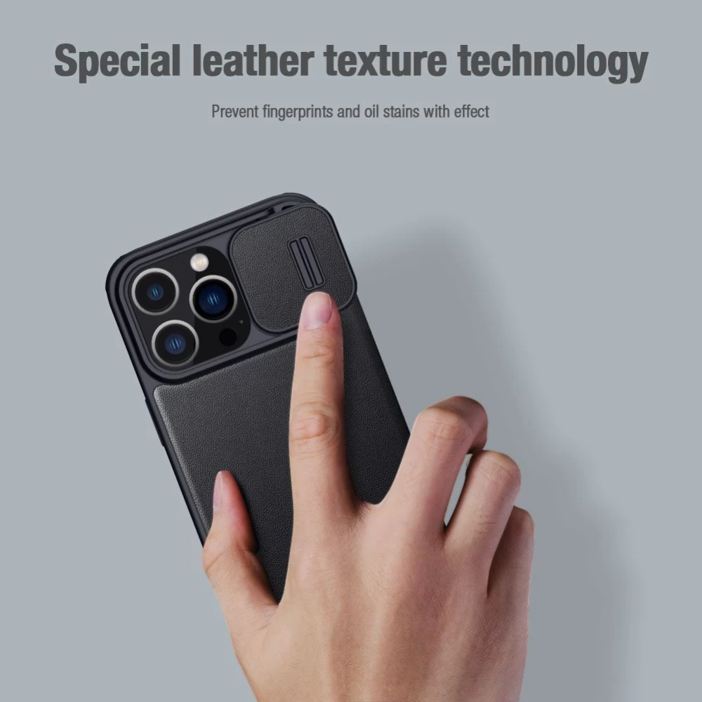 Apple iPhone 14 Pro Max case blue Nillkin Qin Leather (Cloth Version)