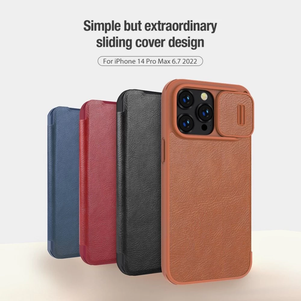 Apple iPhone 14 Pro Max case blue Nillkin Qin Leather