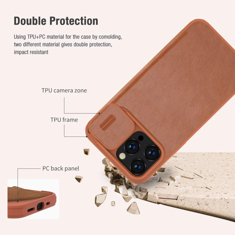 Apple iPhone 14 Pro Max case blue Nillkin Qin Leather