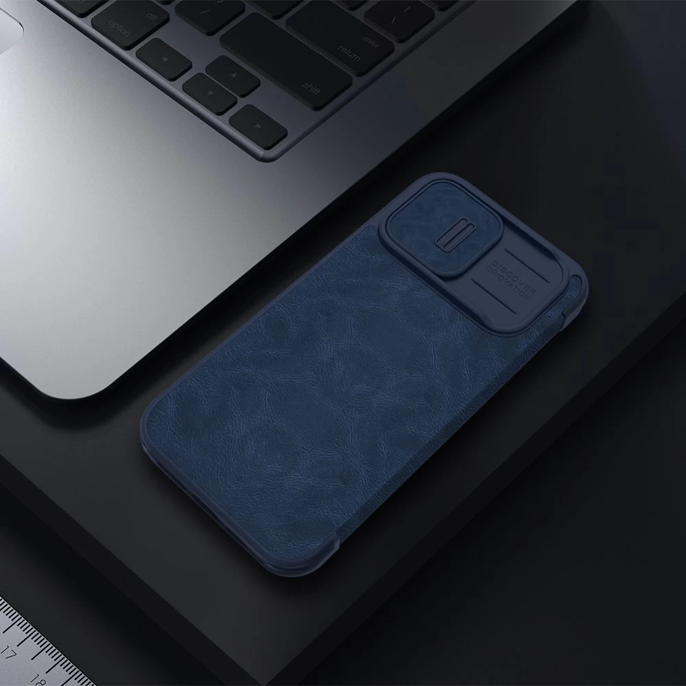 Apple iPhone 14 Pro Max case blue Nillkin Qin Leather