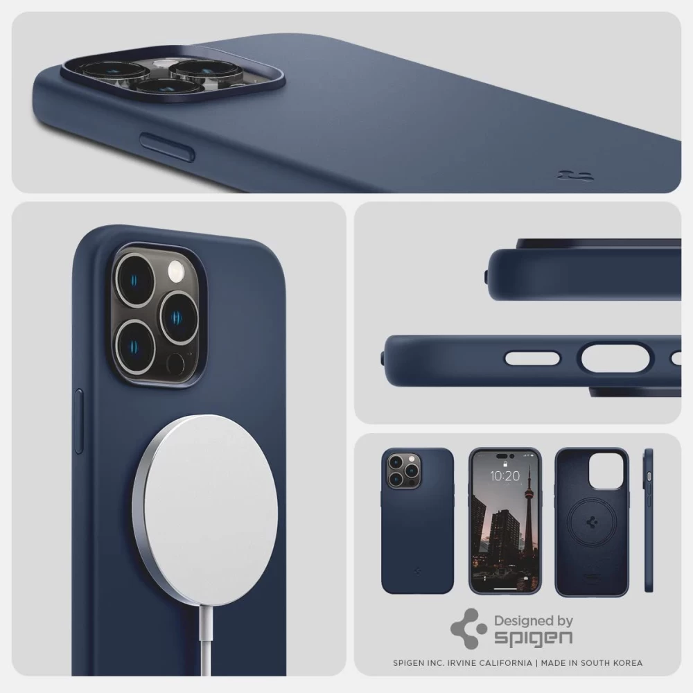 Apple iPhone 14 Pro Max case blue SPIGEN SILICONE FIT MAG MAGSAFE