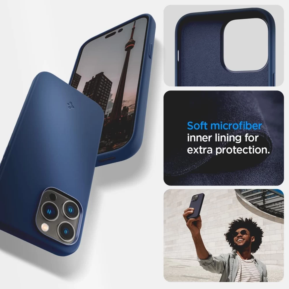 Apple iPhone 14 Pro Max case blue SPIGEN SILICONE FIT MAG MAGSAFE