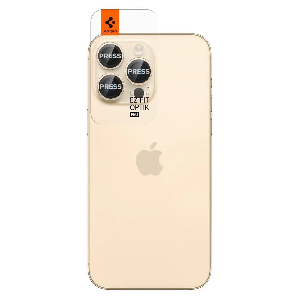 Apple iPhone 14 Pro Max panssarilasi kultainen SPIGEN OPTIK.TR EZ FIT CAMERA PROTECTOR (2-pack)