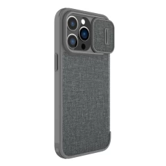 Apple iPhone 14 Pro Max case gray Nillkin Qin Leather (Cloth Version)