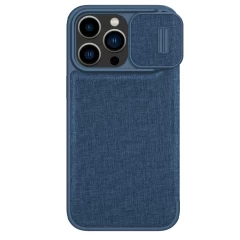 Apple iPhone 14 Pro Max case blue Nillkin Qin Leather (Cloth Version)