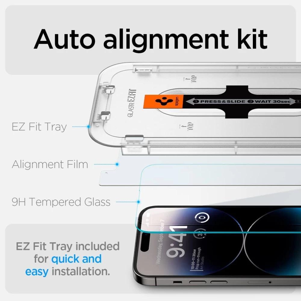 Apple iPhone 14 Pro skärmskydd  SPIGEN GLAS.TR EZ FIT (2-pack)
