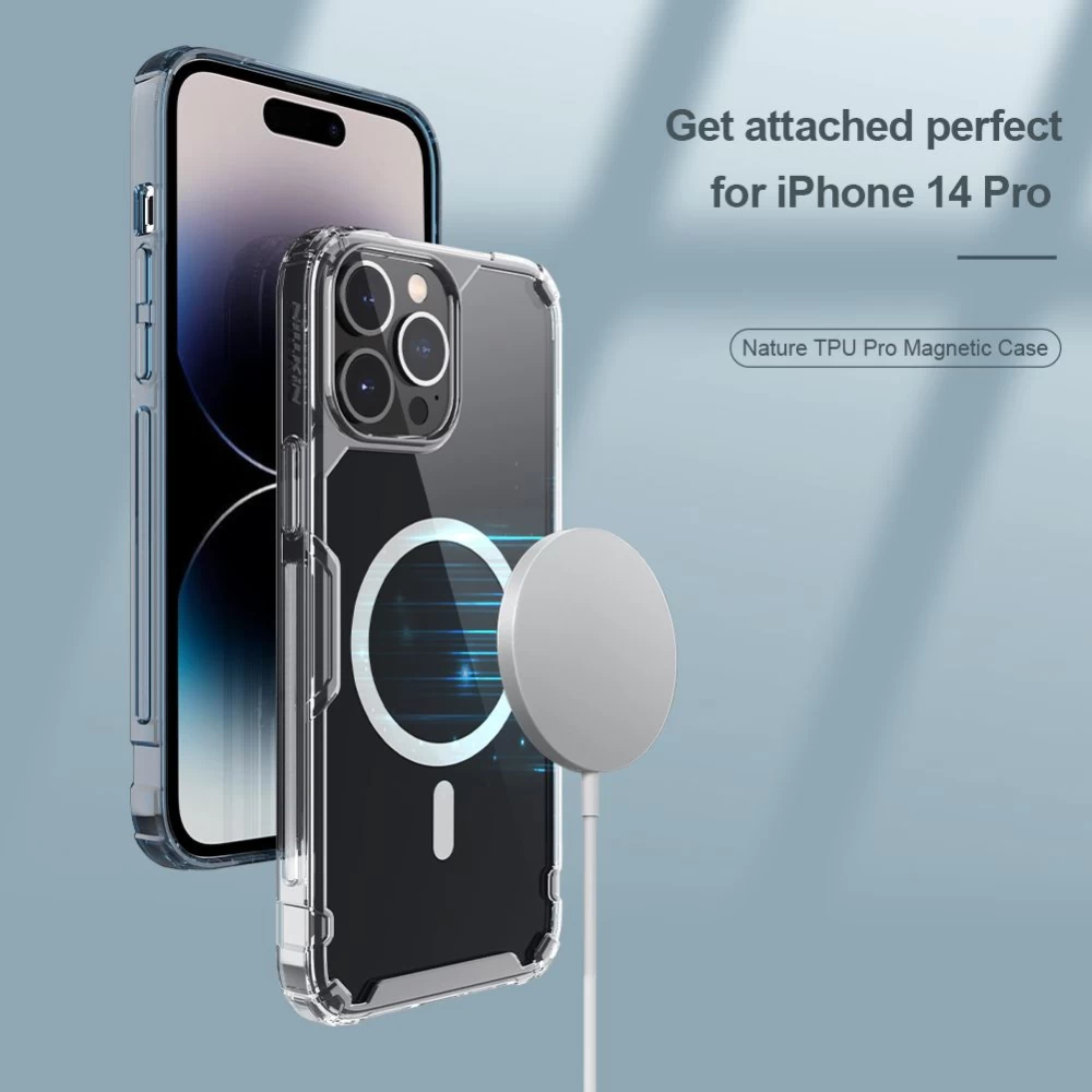 Apple iPhone 14 Pro ümbris läbipaistev-roosa Nillkin TPU Magnetic