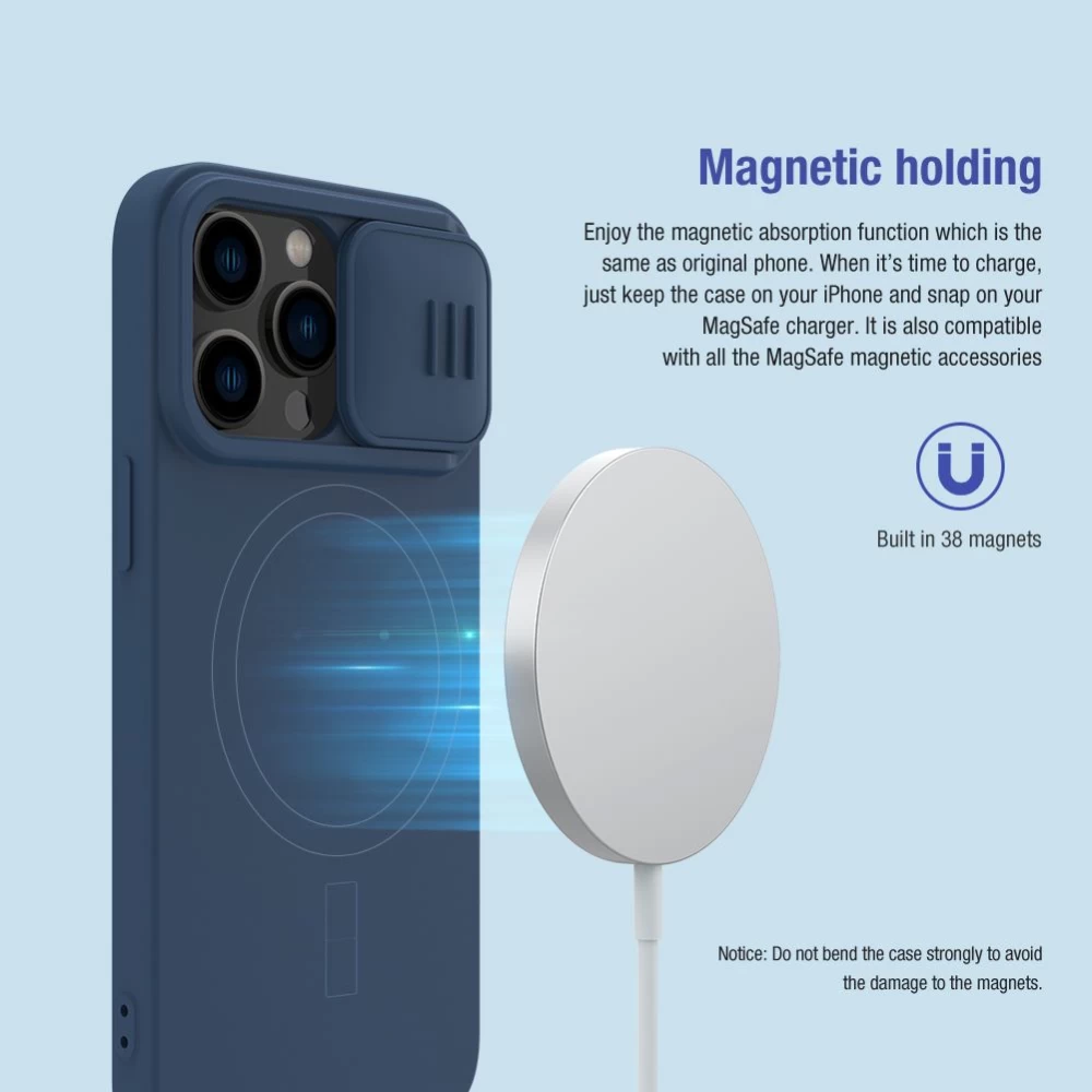 Apple iPhone 14 Pro case gray Nillkin CamShield Silky Magnetic Silicone