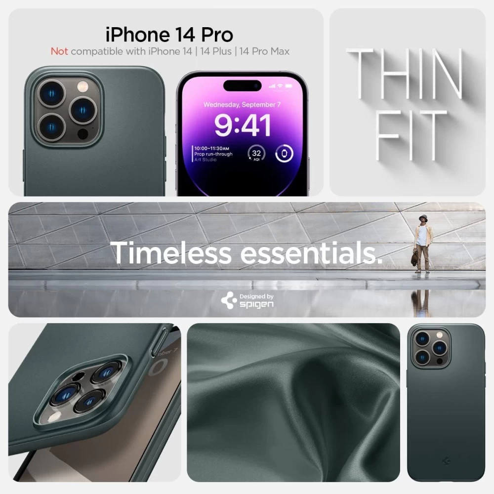 Apple iPhone 14 Pro case green SPIGEN THIN FIT