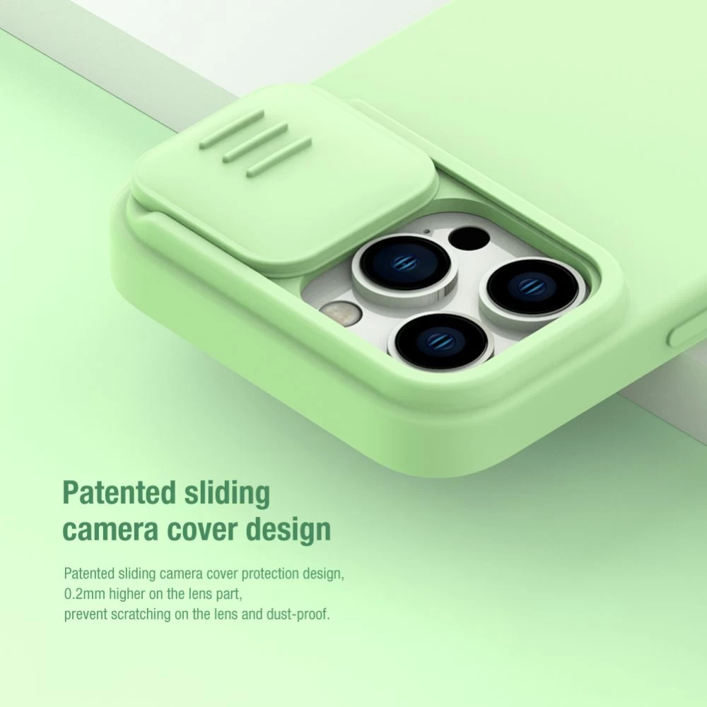 Apple iPhone 14 Pro case green Nillkin CamShield Silky Magnetic Silicone