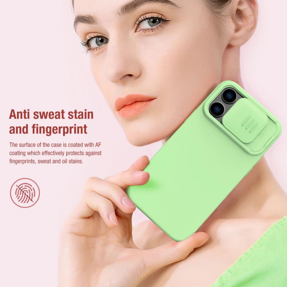 Apple iPhone 14 Pro case green Nillkin CamShield Silky Magnetic Silicone