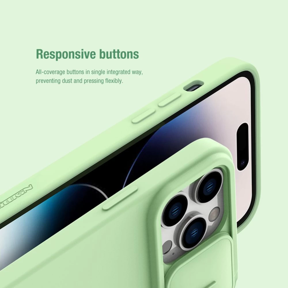 Apple iPhone 14 Pro case green Nillkin CamShield Silky Magnetic Silicone