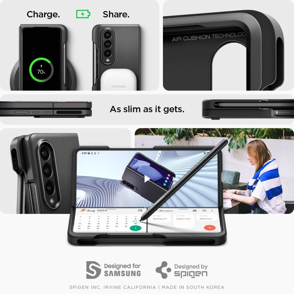 Samsung Galaxy Z Fold 4 5G ümbris must SPIGEN THIN FIT PEN