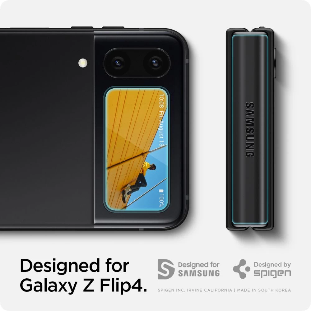 Samsung Galaxy Z Flip 4 5G skärmskydd  SPIGEN Glass FC EZ FIT + Hinge Flm (2-pack)