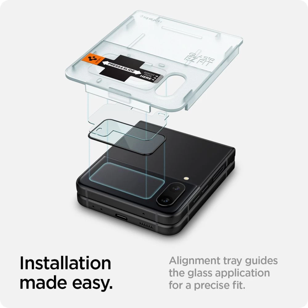 Samsung Galaxy Z Flip 4 5G skärmskydd  SPIGEN Glass FC EZ FIT + Hinge Flm (2-pack)