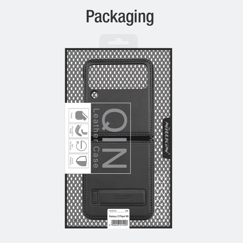 Samsung Galaxy Z Flip 4 5G suojakuori musta Nillkin Qin Leather (Vegan Leather)