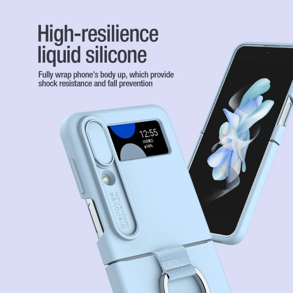 Samsung Galaxy Z  чехол синий Nillkin CamShield Silky Silicon Flip 4 5G