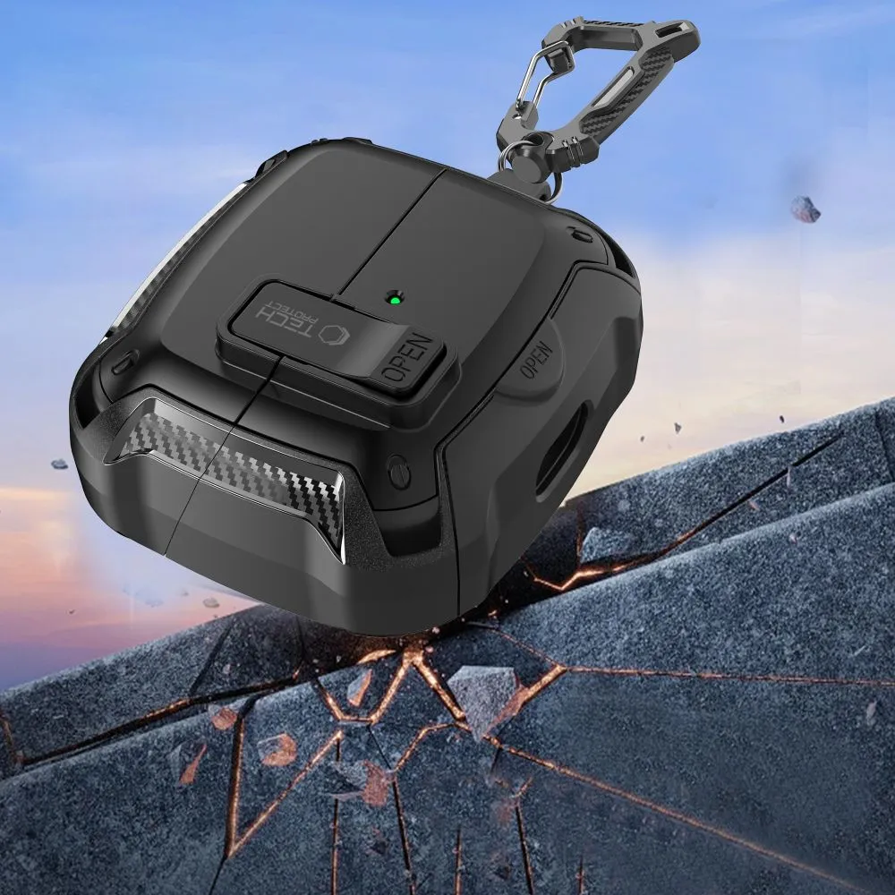 Samsung Galaxy Buds ümbris must TECH-PROTECT CARBONOX MAGSAFE 3 / FE Pro