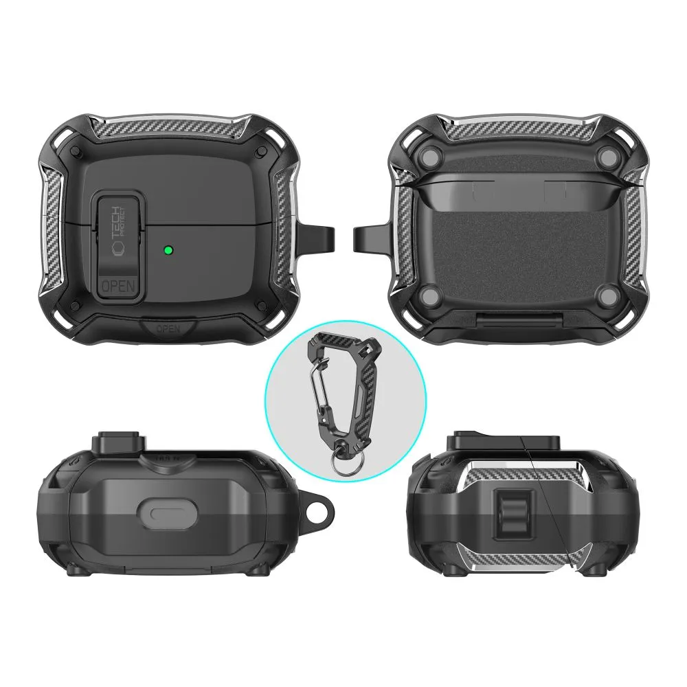 Samsung Galaxy Buds ümbris must TECH-PROTECT CARBONOX MAGSAFE 3 / FE Pro