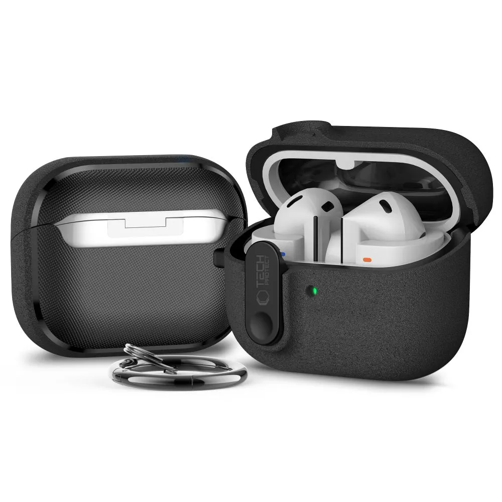 Samsung Galaxy Buds telefono dėklas Juoda TECH-PROTECT SLIM HOOK 3 / FE Pro