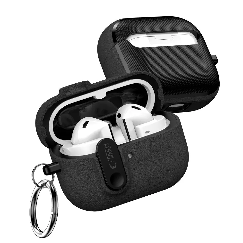Samsung Galaxy Buds telefono dėklas Juoda TECH-PROTECT SLIM HOOK 3 / FE Pro