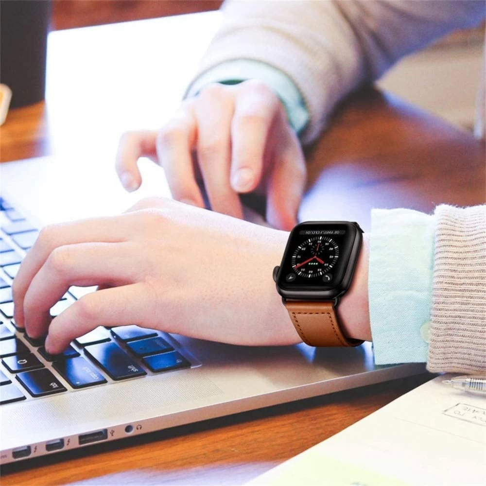 Apple Watch SE ремень коричневый TECH-PROTECT LEATHERFIT (42/44/45/49mm)