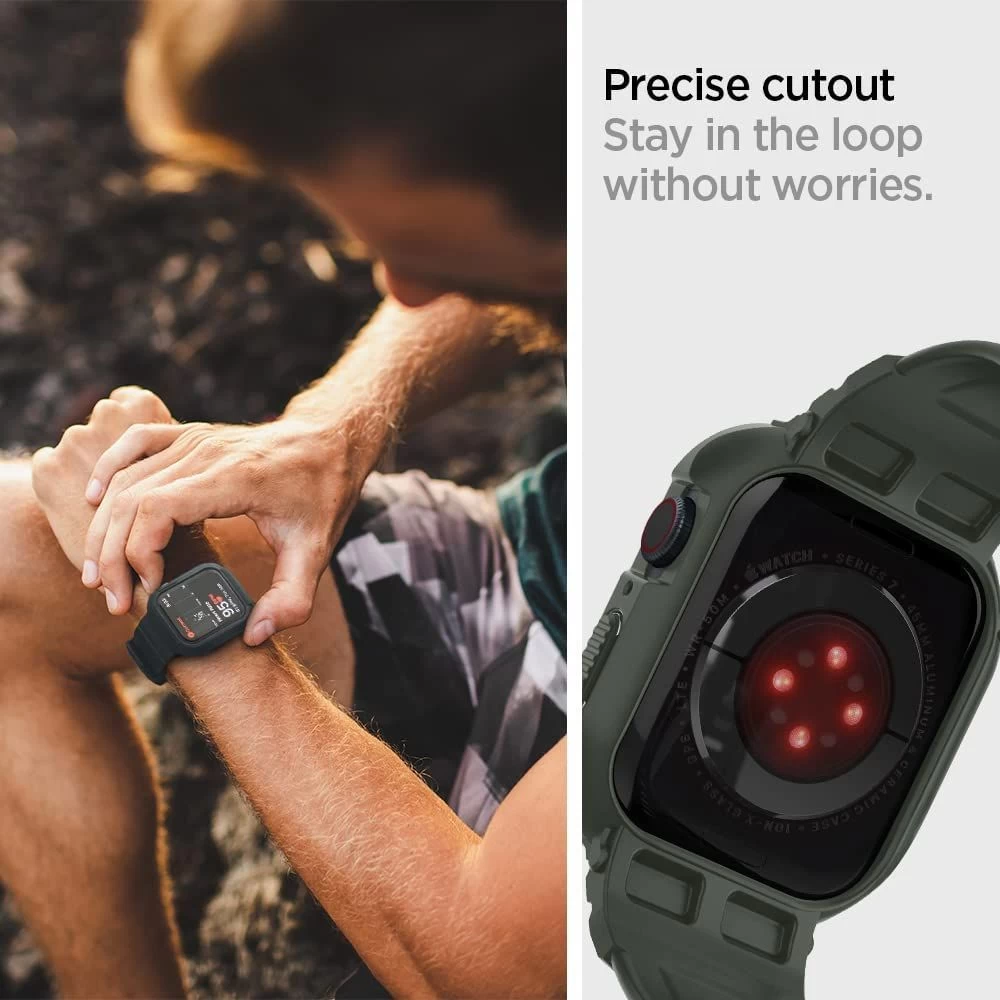 Apple Watch SE siksniņa zaļš SPIGEN RUGGED ARMOR ”PRO” (44/45mm)