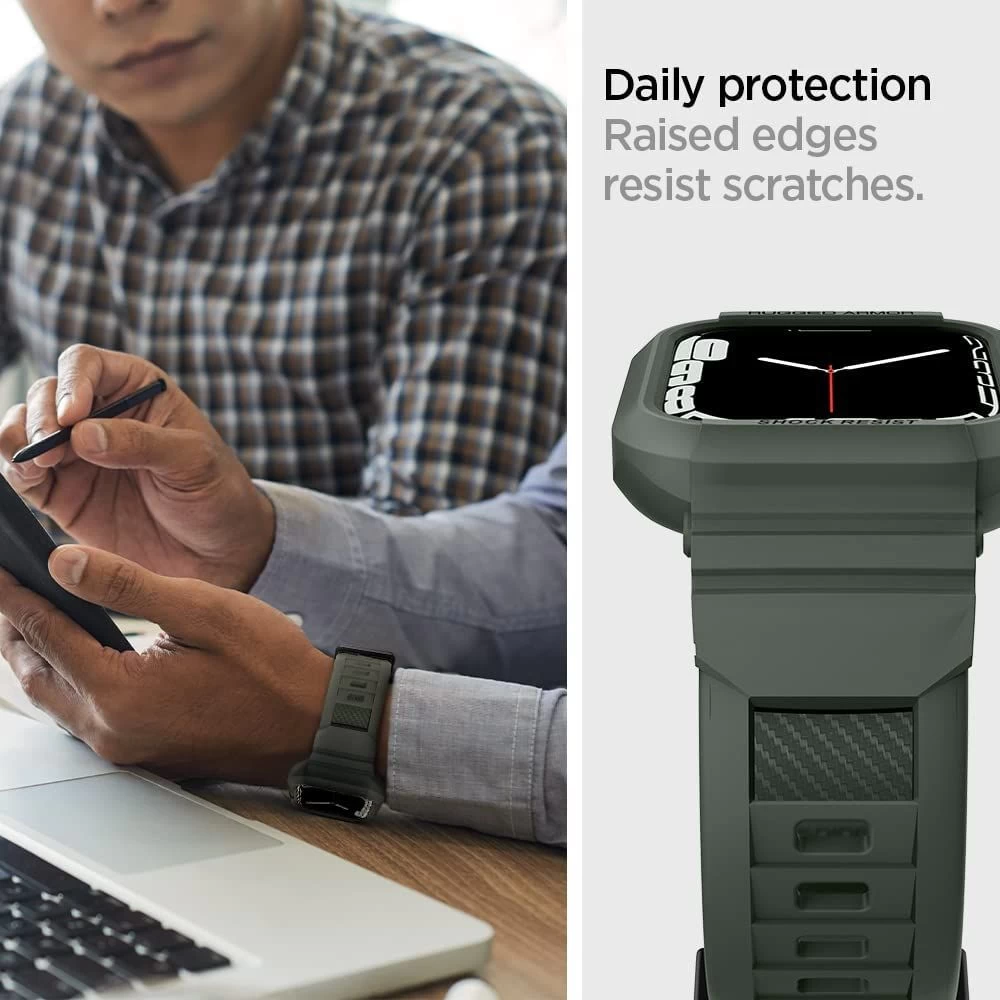 Apple Watch SE siksniņa zaļš SPIGEN RUGGED ARMOR ”PRO” (44/45mm)