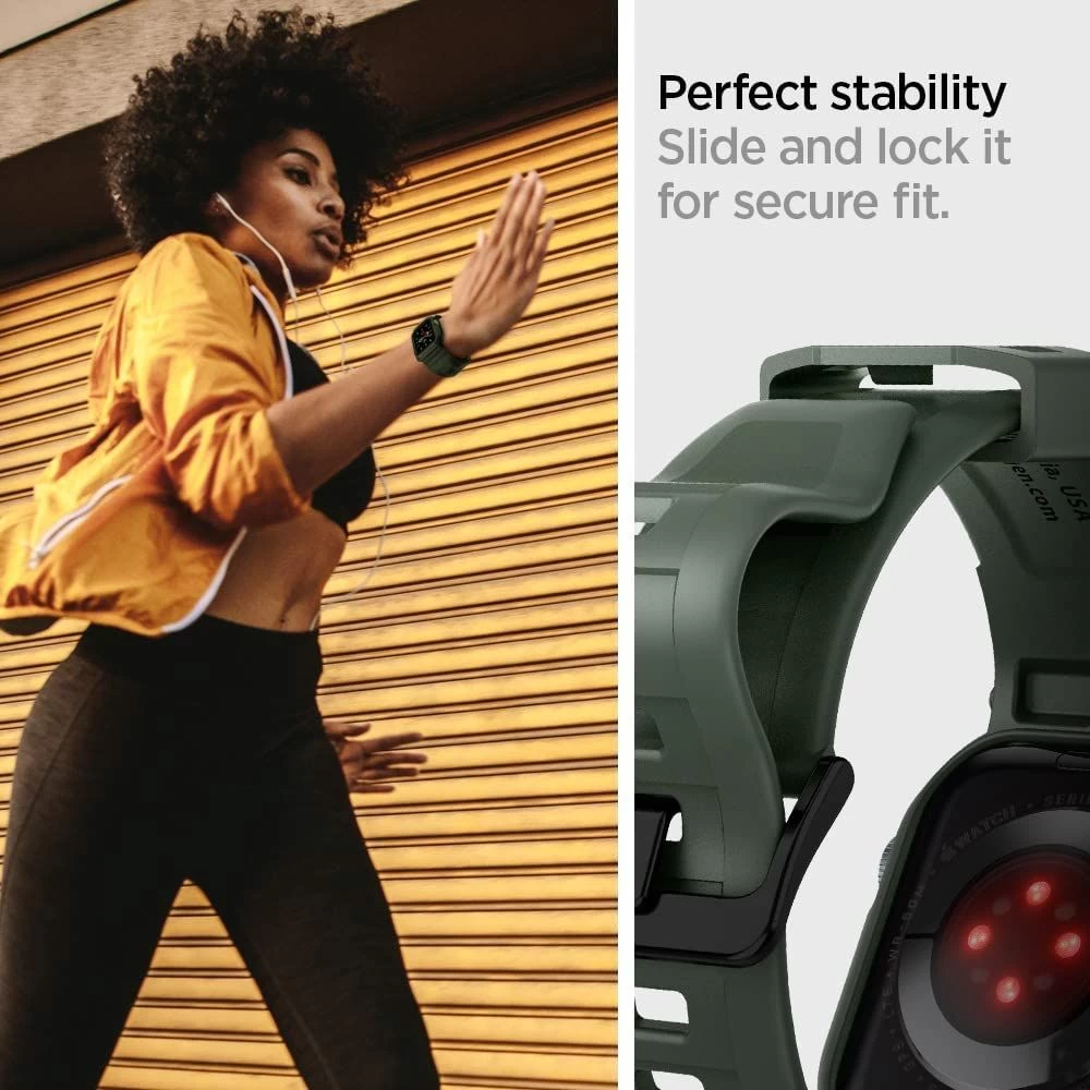 Apple Watch SE siksniņa zaļš SPIGEN RUGGED ARMOR ”PRO” (44/45mm)