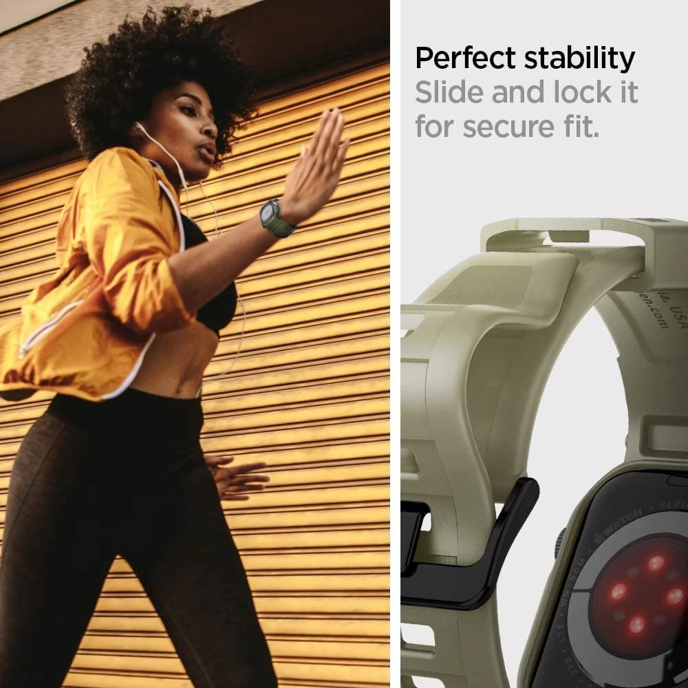 Apple Watch SE siksniņa zaļš SPIGEN RUGGED ARMOR ”PRO” (44 / 45 MM)