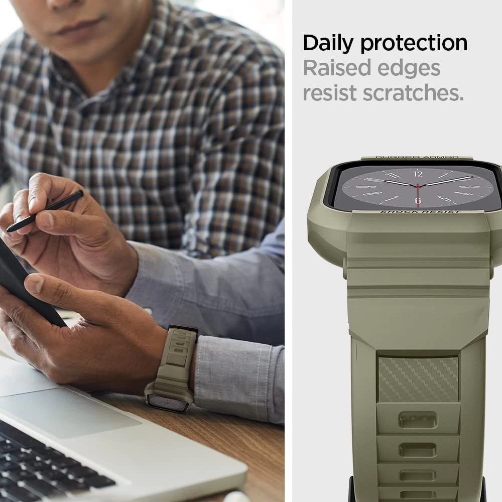 Apple Watch SE siksniņa zaļš SPIGEN RUGGED ARMOR ”PRO” (44 / 45 MM)