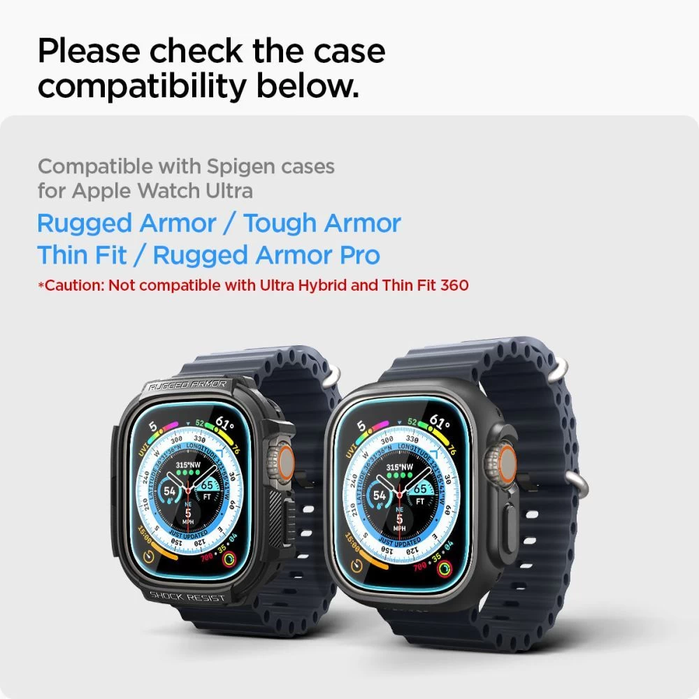 Apple Watch Ultra Tempered glass  SPIGEN GLAS.TR ”EZ FIT” 2-PACK (49mm)