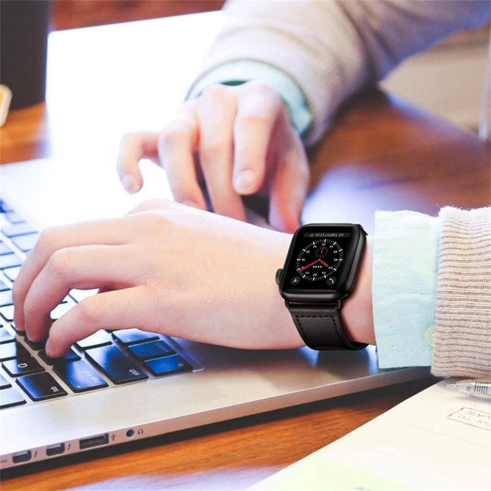 Apple Watch Ultra dirželis Juoda TECH-PROTECT LEATHERFIT (49mm)