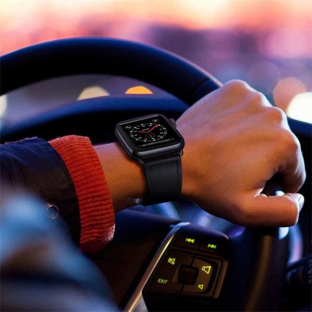 Apple Watch Ultra dirželis Juoda TECH-PROTECT LEATHERFIT (49mm)