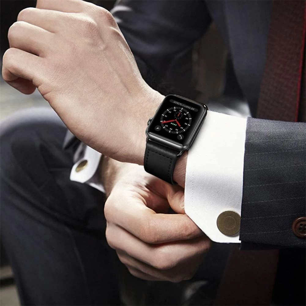Apple Watch Ultra dirželis Juoda TECH-PROTECT LEATHERFIT (49mm)