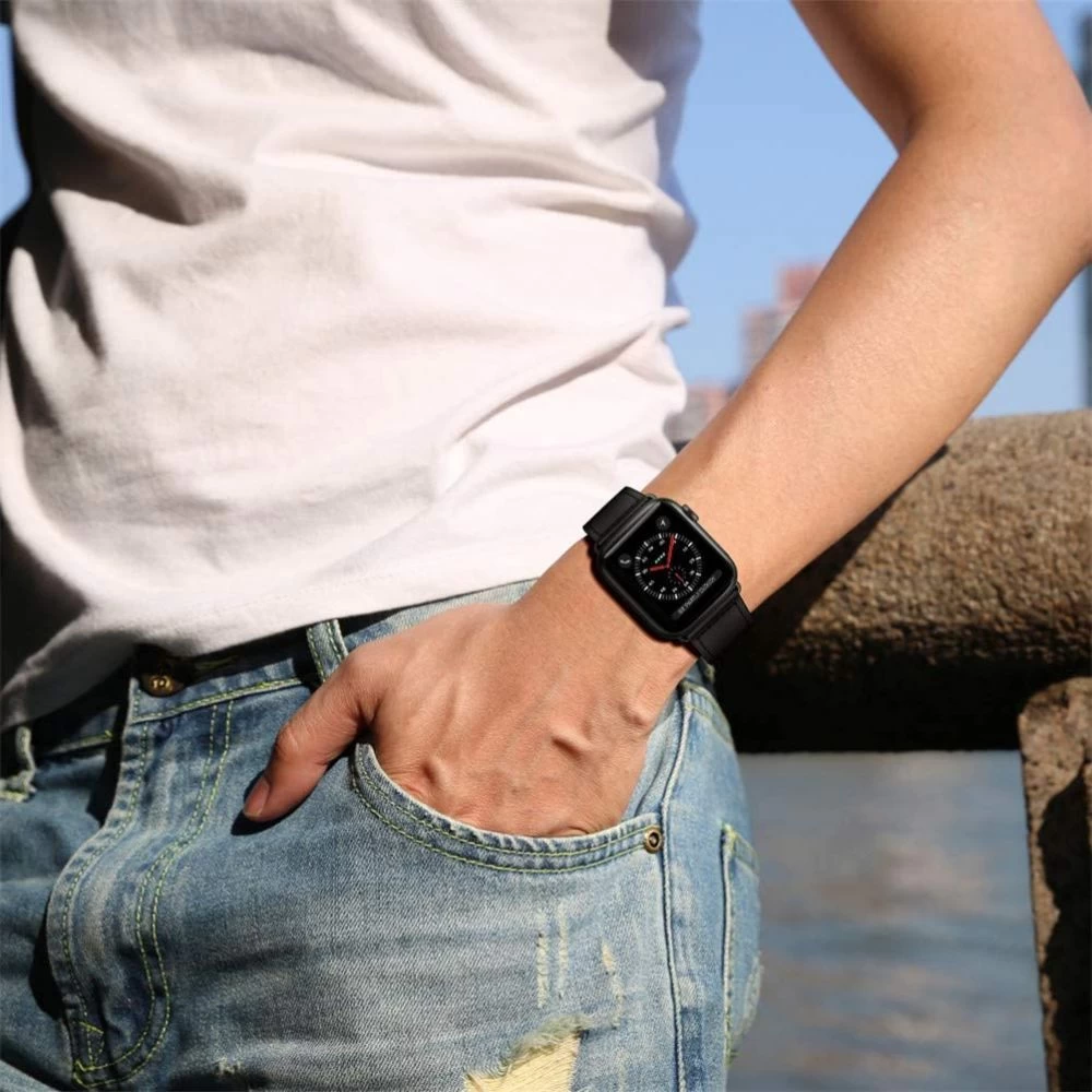 Apple Watch Ultra dirželis Juoda TECH-PROTECT LEATHERFIT (49mm)