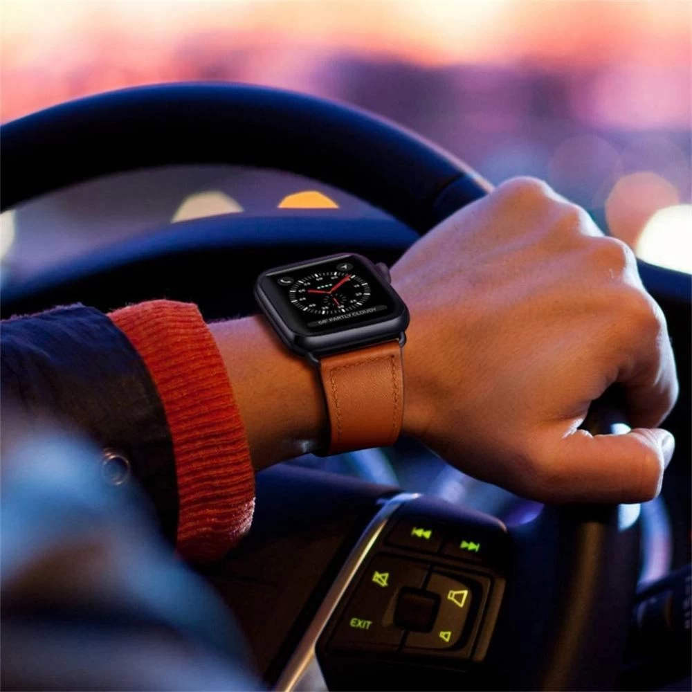 Apple Watch Ultra dirželis rudas TECH-PROTECT LEATHERFIT (49mm)