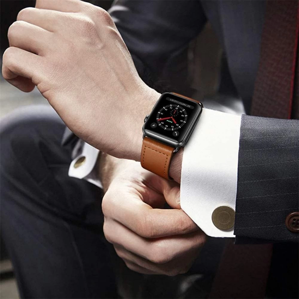Apple Watch Ultra dirželis rudas TECH-PROTECT LEATHERFIT (49mm)