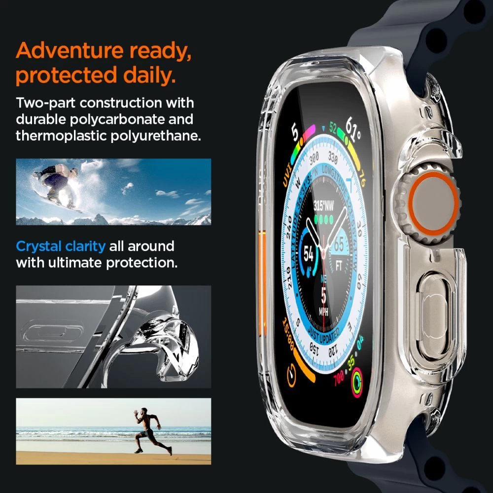 Apple Watch Ultra dėklas skaidrus SPIGEN ULTRA HYBRID (49mm)