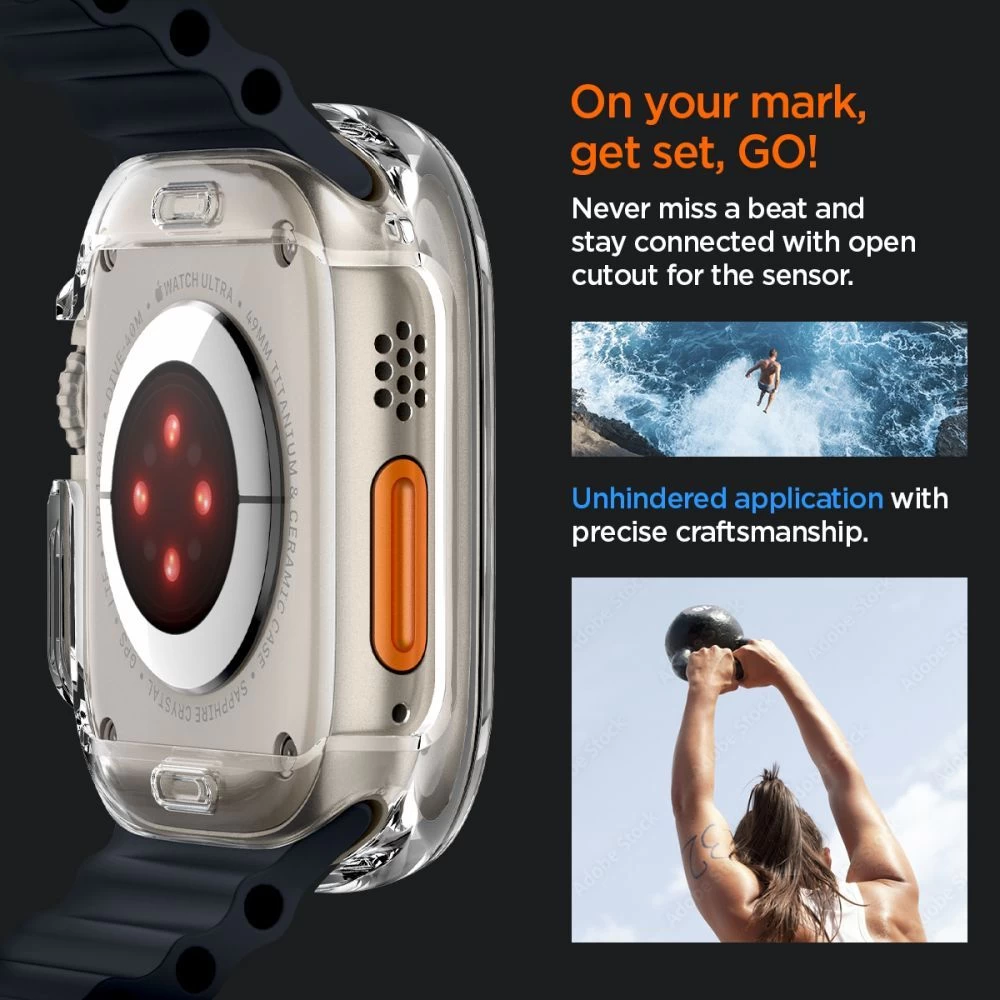 Apple Watch Ultra dėklas skaidrus SPIGEN ULTRA HYBRID (49mm)