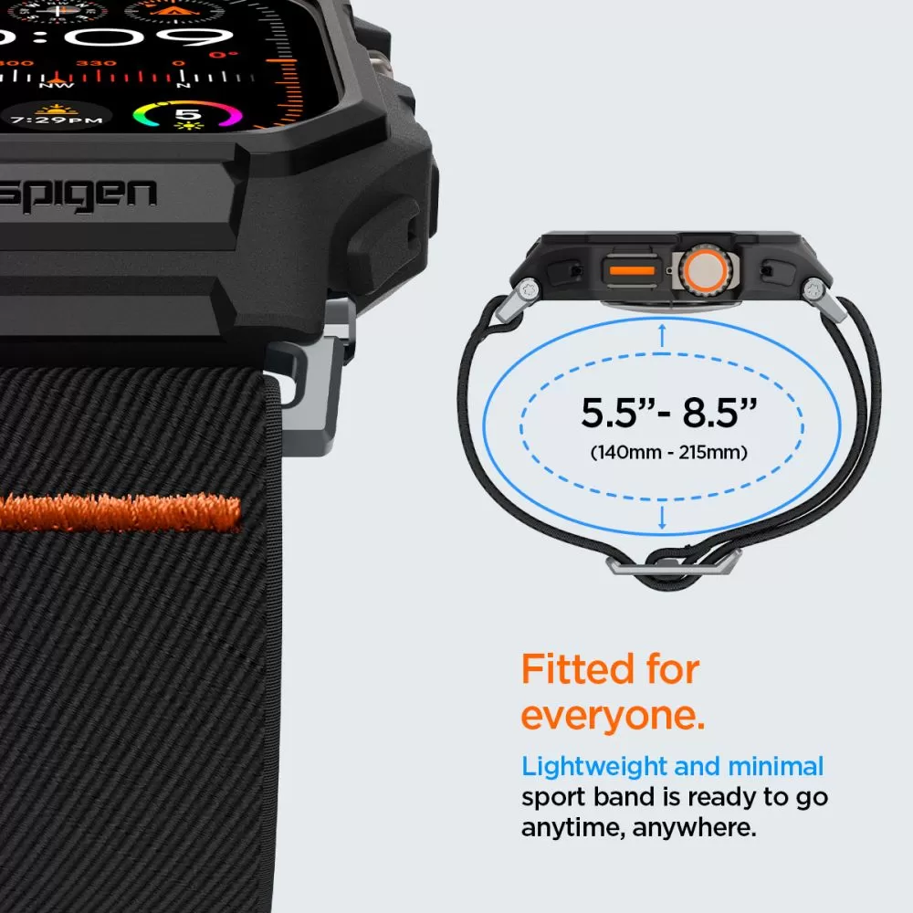 Apple Watch Ultra dirželis Juoda SPIGEN LITE FIT ”PRO” (49 MM)