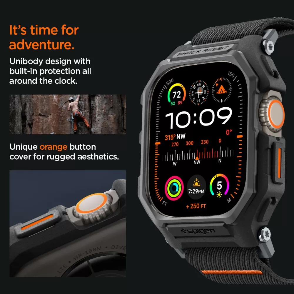 Apple Watch Ultra dirželis Juoda SPIGEN LITE FIT ”PRO” (49 MM)