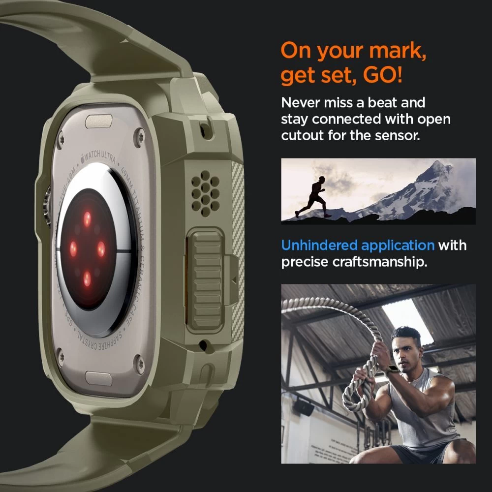 Apple Watch Ultra dirželis žalia SPIGEN RUGGED ARMOR ”PRO” (49 MM)