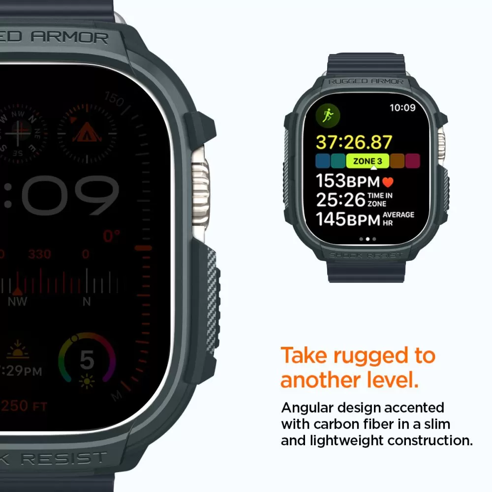 Apple Watch Ultra dėklas žalia SPIGEN RUGGED ARMOR (49 MM)