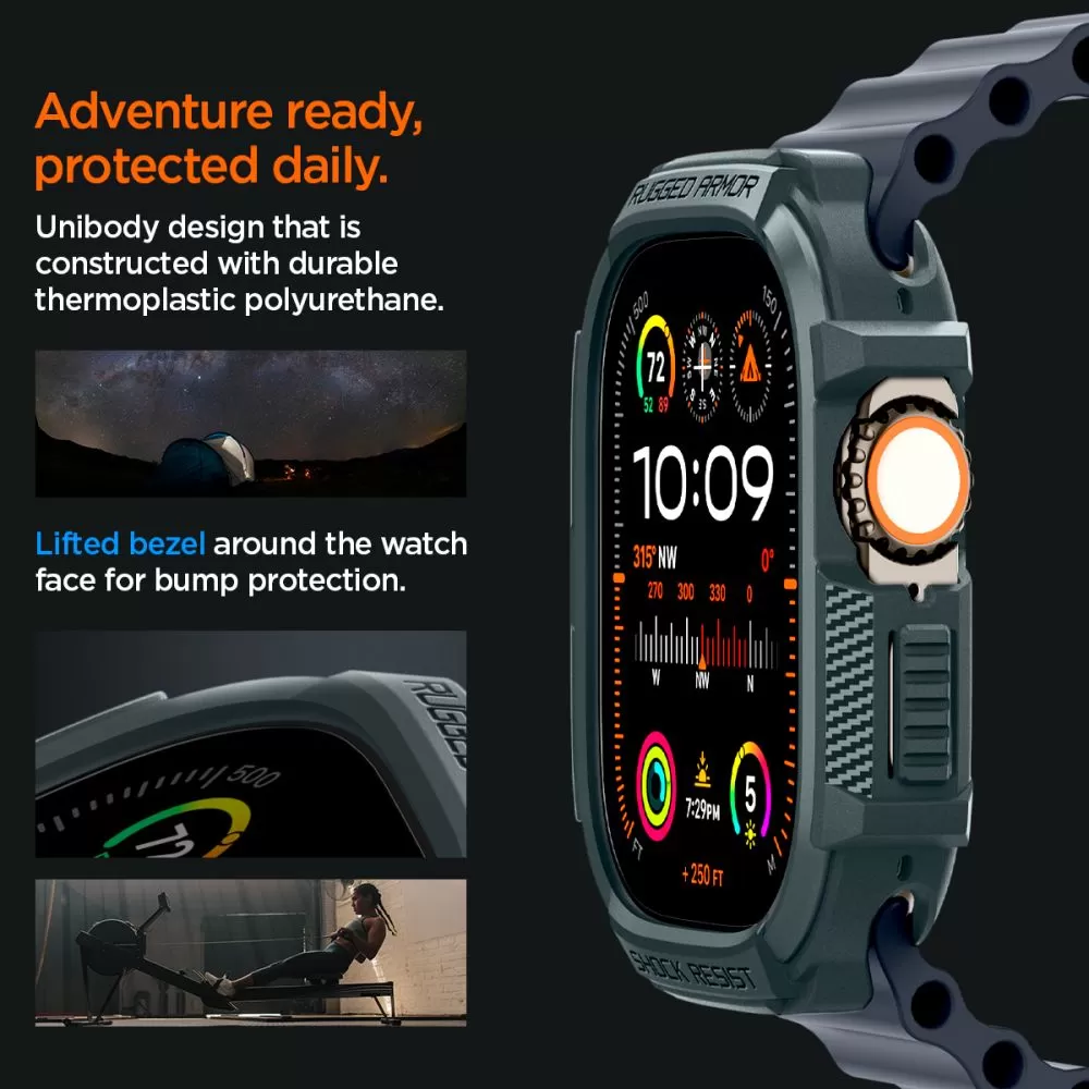 Apple Watch Ultra dėklas žalia SPIGEN RUGGED ARMOR (49 MM)